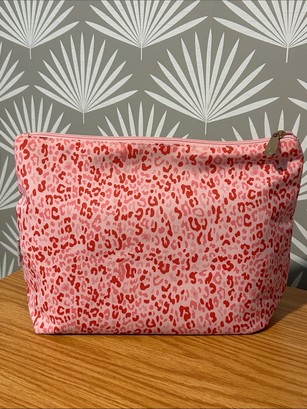 Fenella Smith London Pink & Red Leopard Print Cosmetic Bag